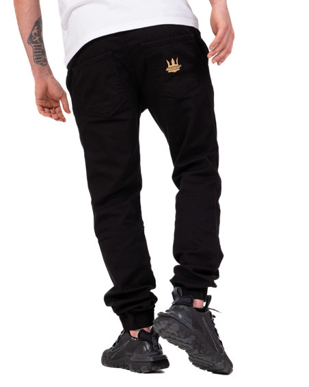 Spodnie Materiałowe Jogger Jigga Wear Crown Czarne / Złote