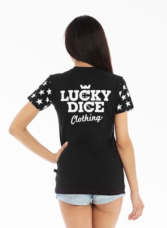 LUCKY DICE T-SHIRT GIRL STARS BLACK