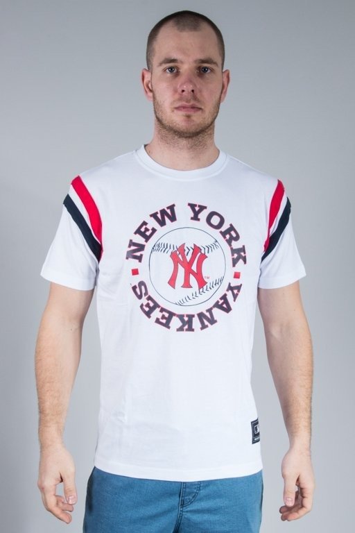 Majestic Koszulka T-Shirt Stripe Shoulders Yankees White