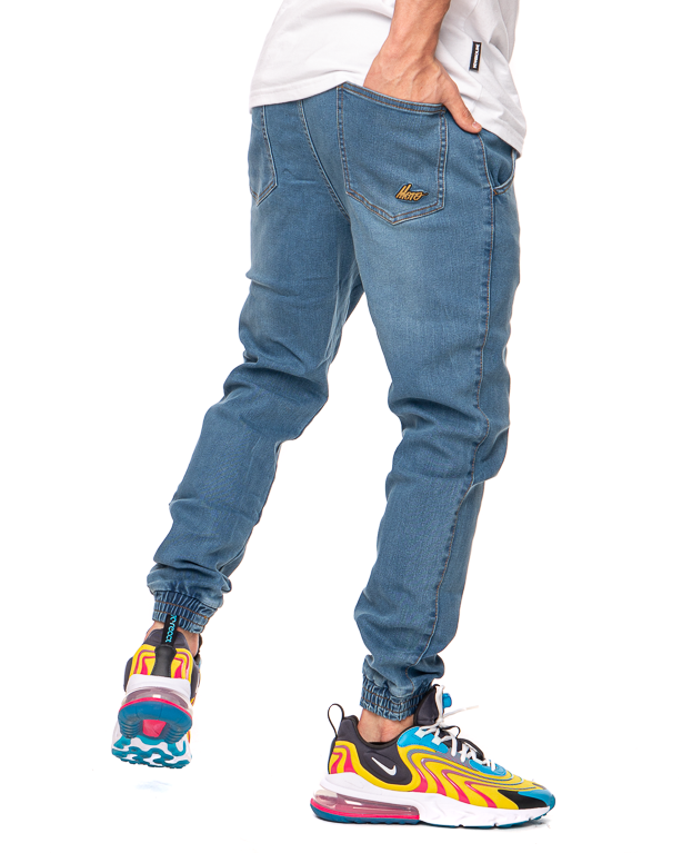 Spodnie Jeans Jogger Moro Sport Slant Tag Mini 3D Effect Jasnoniebieskie