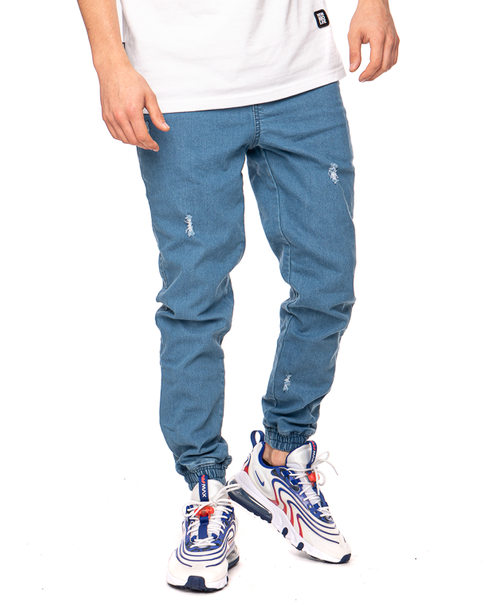 Spodnie Jeans Jogger Patriotic Futura Mini Przecierane Jasnoniebieskie