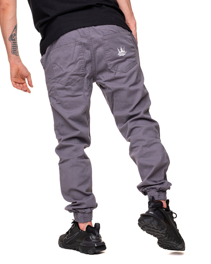 Spodnie Materiałowe Jogger Jigga Wear Crown Szare / Białe